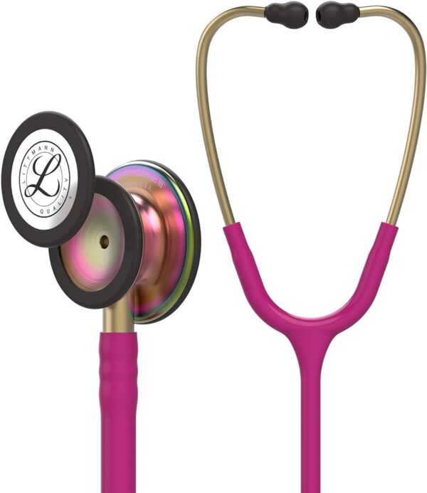 Littmann® Classic III™ Monitoring Stethoscope, Rainbow-Finish, Raspberry Tube, 27 in, 5806